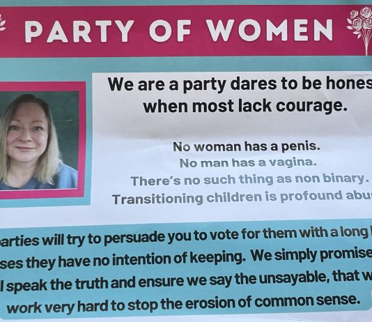Transphobic literature posted through Ellesmere Port doors by Sally James – Party of Women